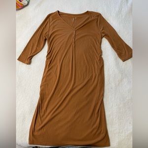 3/4 sleeve ribbed knit body con maternity T-shirt dress